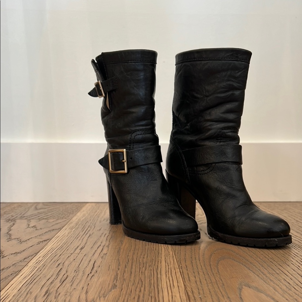 Jimmy Choo DART Black Heeled Biker Boots